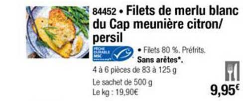 Filets De Merlu Blanc Du Cap Meunière Citron Persil