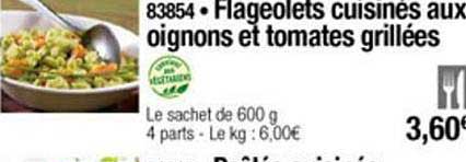 Flageolets Cuisinés Aux Oignons Et Tomates Grillées