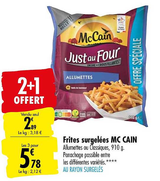 frites surgelées mc cain 2+1 offert