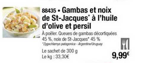 gambas et noix de st jacques à l'huile d'olive et persil