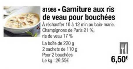 garniture aux ris de veau pour bouchées