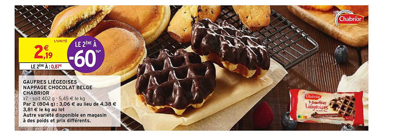 gaufres liégeoises nappage chocolat belge chabrior le 2ème à -60%