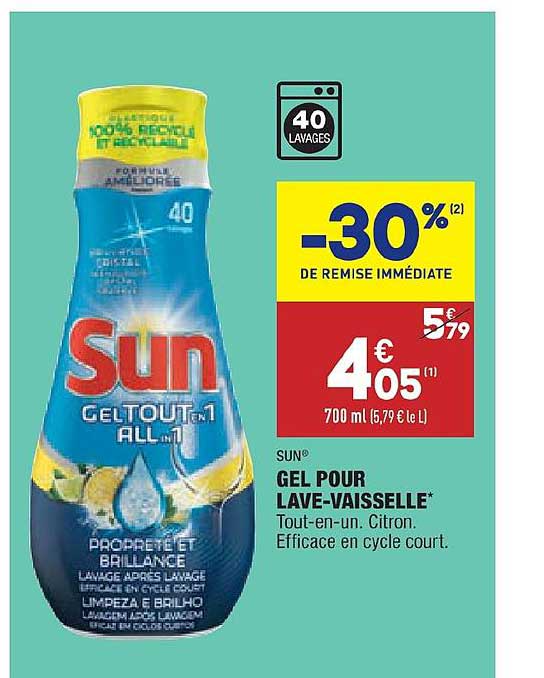 gel pour lave vaisselle sun -30% de remise immédiate