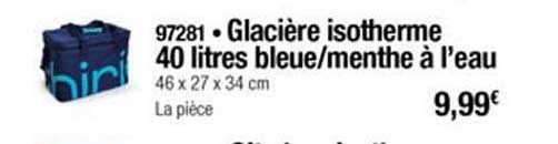 glacière isotherme 40 litres bleue menthe à l'eau