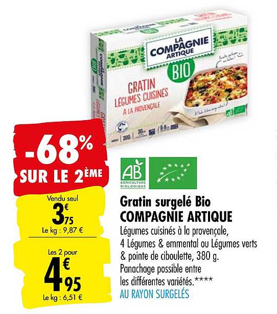 gratin surgelé bio campagne artique -68% sur le 2ème