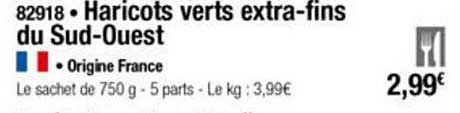 haricots verts extra fins du sud ouest