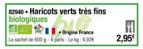 haricots verts très fins biologiques