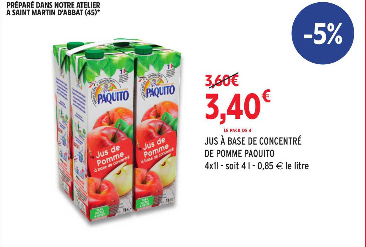 Jus à Base De Concentré De Pomme Paquito
