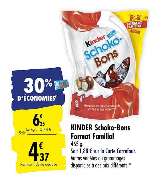 kinder schoko bons format familial