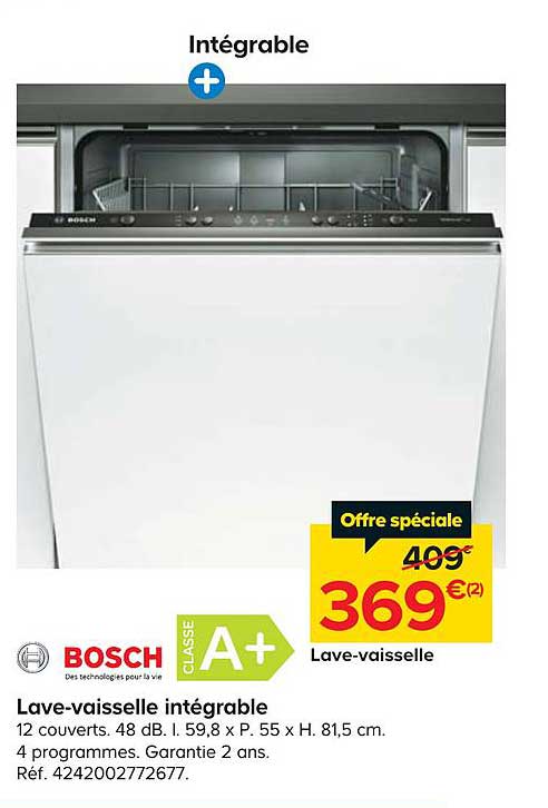 lave vaisselle intégrable bosch classe a+