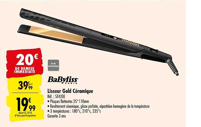 Lisseur Gold Céramique Babyliss