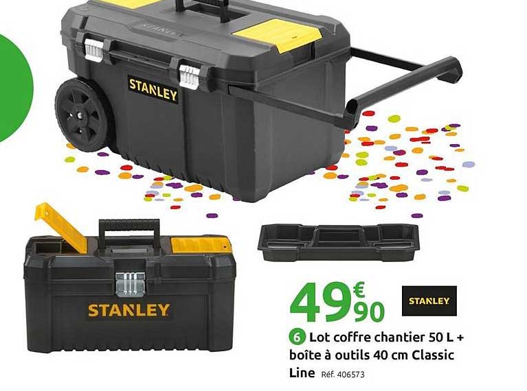 Lot Coffre Chantier 50 L + Boîte à Outils 40 Cm Classic Line Stanley