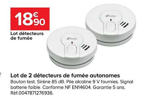 lot de 2 détecteurs de fumée autonomes