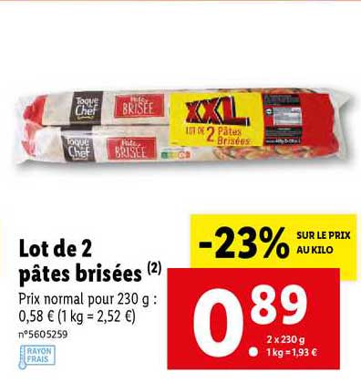 lot de 2 pâtes brisées