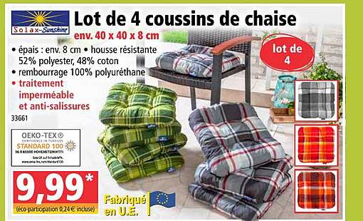 lot de 4 coussins de chaise solax sunshine