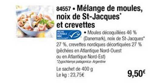 mélange de moules noix de st jacques et crevettes