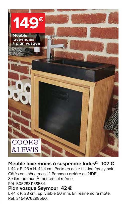 meuble lave mains à suspendre indus cooke&lewis