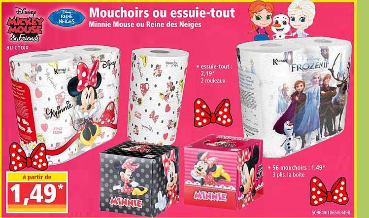 mouchoirs ou essuie tout disney mickey mouse & friends