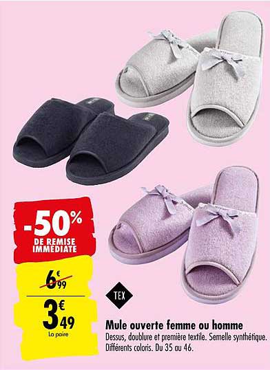 Mule Ouverte Femme Ou Homme Tex -50% De Remise Immédiate