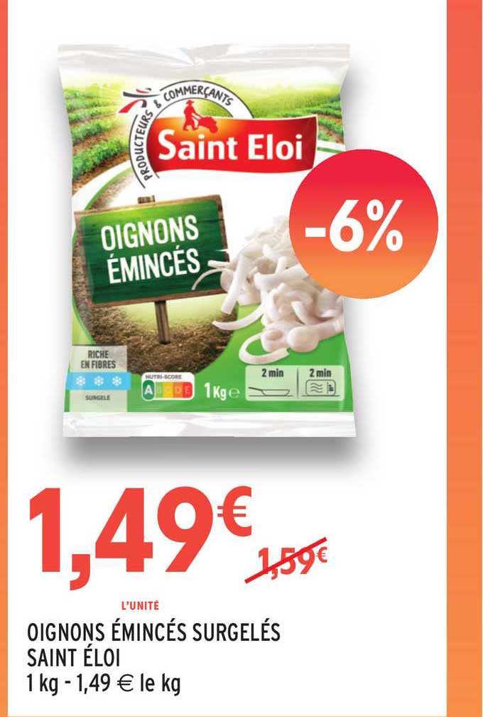oignons émincés surgelés saint éloi