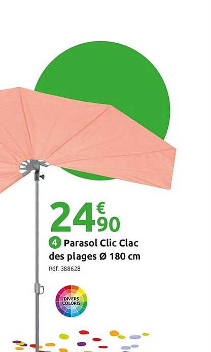 parasol clic clac des pages 180 cm