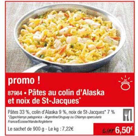 pâtes au colin d'alaska et noix de st jacques