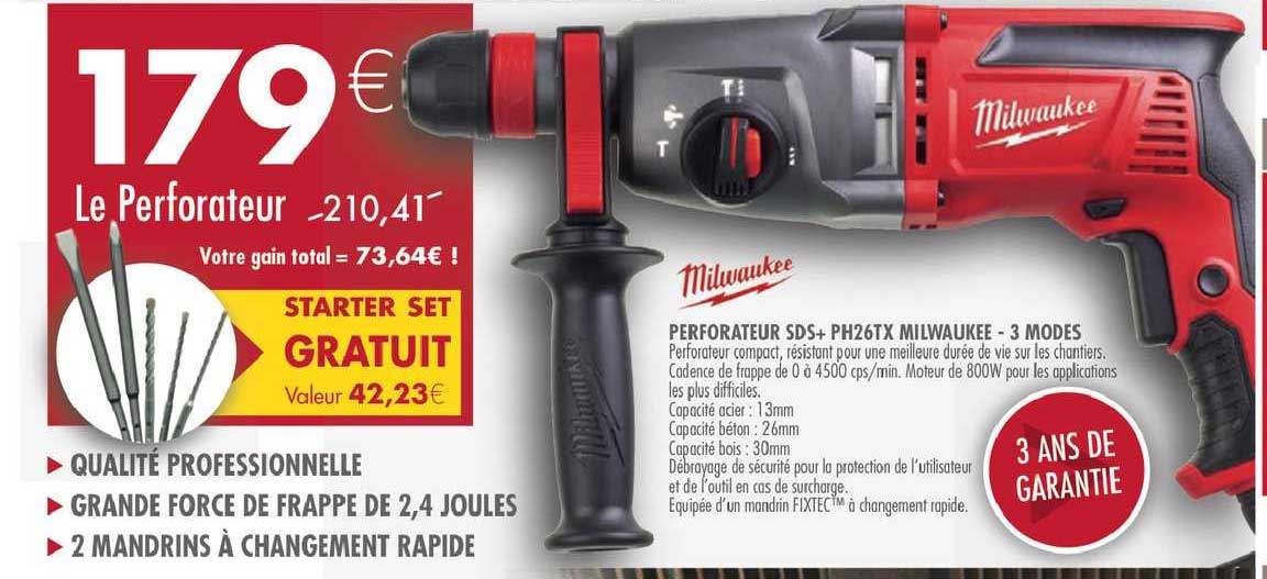 perforateur sds+ ph26tx pilwaukee 3 modes