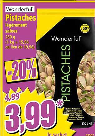 pistaches légèrement salées wonderful