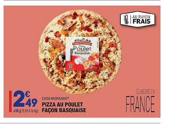 pizza au poulet façon basquaise casa morando