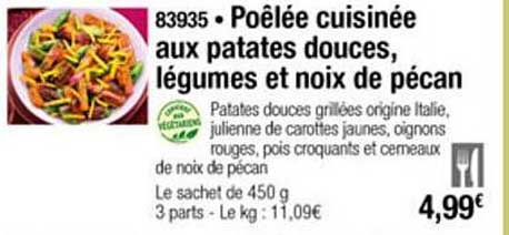 poêlée cuisinée aux patates douces légumes et noix de pécan