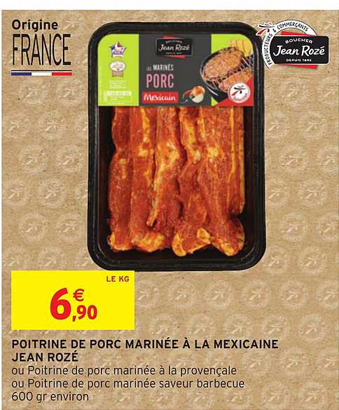 poitrine de porc marinée à la mexicaine jean rozé