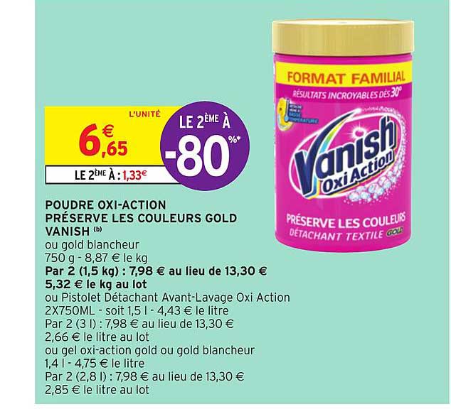 poudre oxi action préserve les couleurs gold vanish le 2ème à -80%