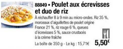 poulet aux écrevisses et duo de riz