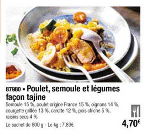 poulet semoule et légumes façon tajine
