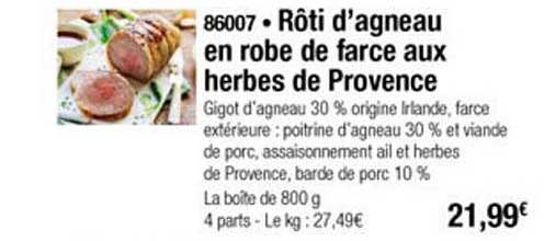 rôti d'agneau en robe de farce aux herbes de provence