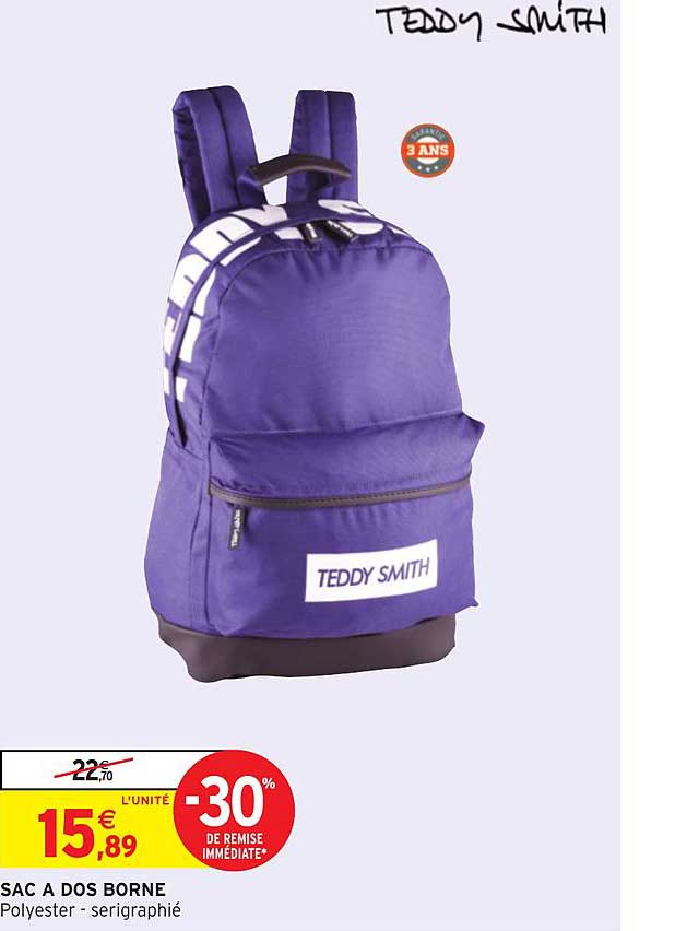 sac à dos borne teddy smith -30% de remise immédiate