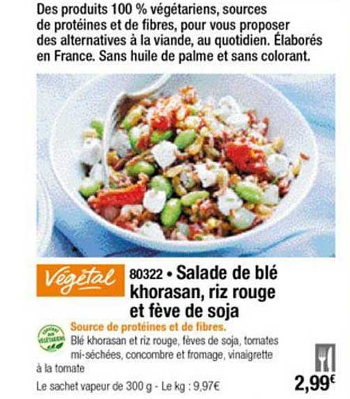 salade de blé khorasan riz rouge et fève de soja