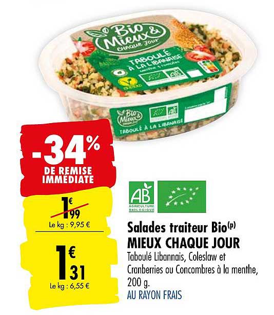 salades traiteur bio mieux chaque jour -34% de remise immédiate