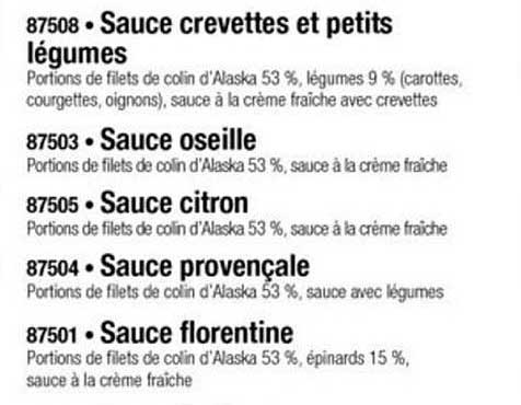sauce crevettes et petits légumes sauce oseille sauce citron sauce provençale sauce florentine