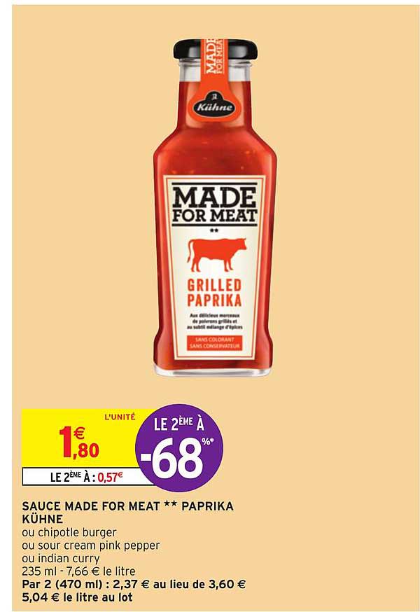 sauce made for meat paprika kühne le 2ème à -68%