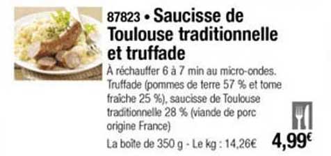 saucisse de toulouse traditionnelle et truffade