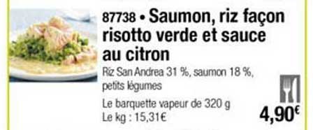 saumon riz façon risotto verde et sauce au citron