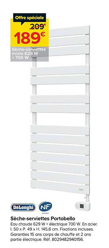 sèche serviettes portobello delonghi nf