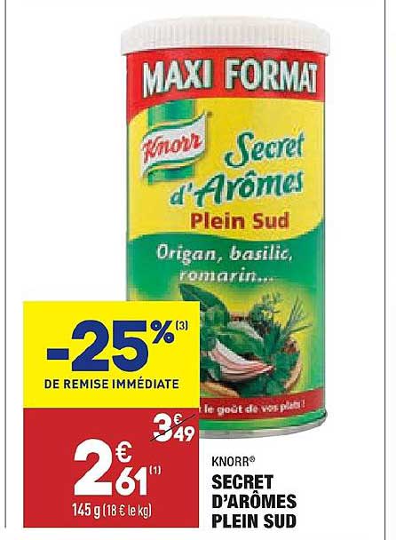 secret d'arômes plein sud knorr -25% de remise immédiate