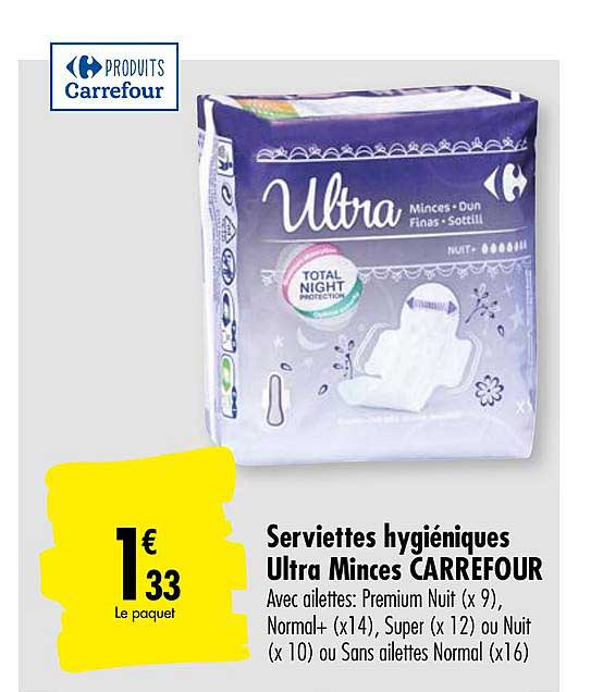 serviettes hygiéniques ultra minces carrefour