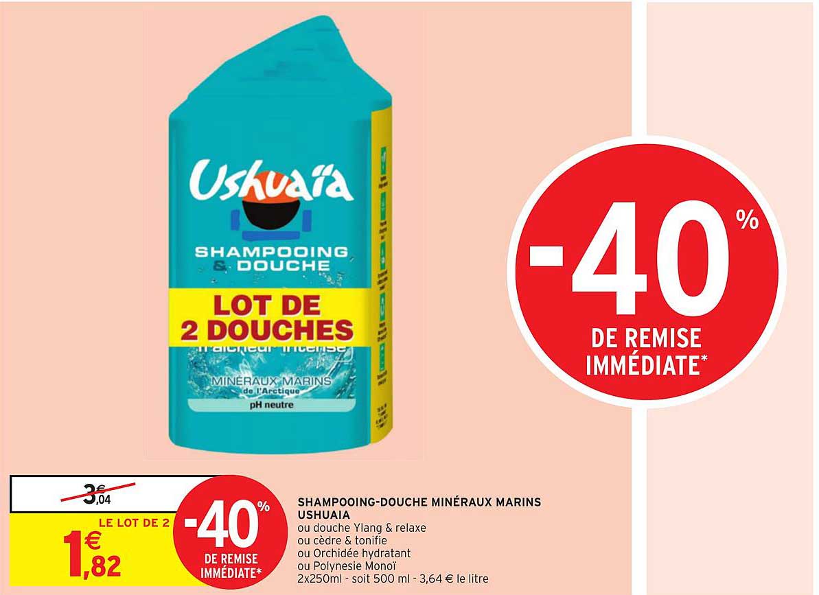 shampooing douche minéraux marins ushuaia -40% de remise immédiate