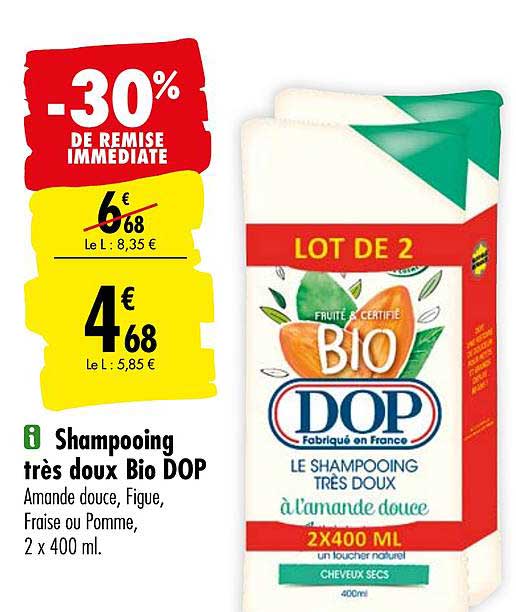 shampooing très doux bio dop -30% de remise immédiate