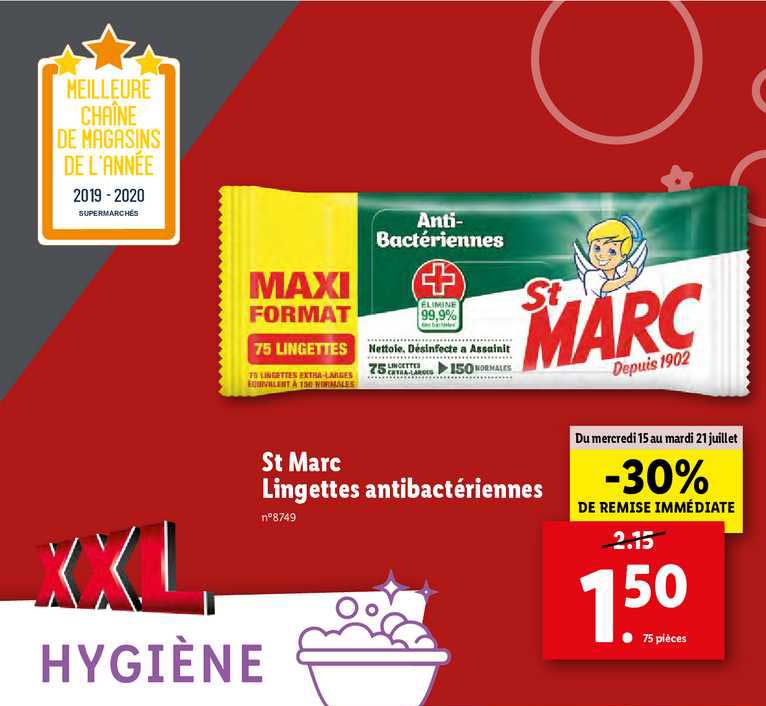 st marc lingettes antibactériennes -30% de remise immédiate