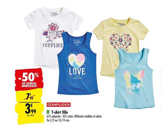 T Shirt Fille Complices -50% De Remise Immédiate