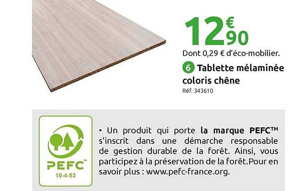 tablette mélaminé coloris chêne